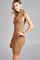 Women's Sleeveless V-Neck Choker Sweater Dress - Life's Fun Treasures