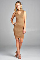 Women's Sleeveless V-Neck Choker Sweater Dress - Life's Fun Treasures