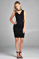 Women's Sleeveless V-Neck Choker Sweater Dress - Life's Fun Treasures