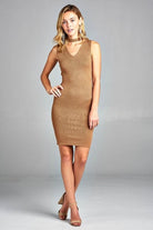 Women's Sleeveless V-Neck Choker Sweater Dress - Life's Fun Treasures