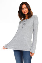 Women's Lace Up Long Sleeve Top - Life's Fun Treasures
