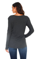 Women's Lace Up Long Sleeve Top - Life's Fun Treasures