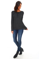 Women's Lace Up Long Sleeve Top - Life's Fun Treasures
