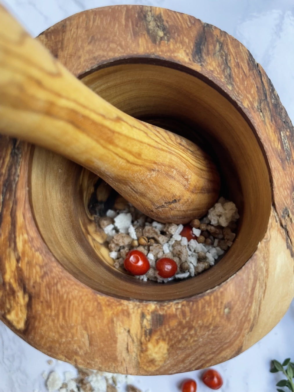 Olive Wood Rustic Mortar and Pestle - Life's Fun Treasures