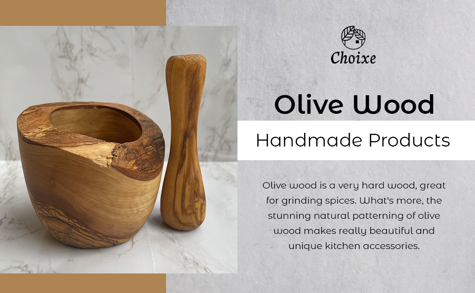 Olive Wood Rustic Mortar and Pestle - Life's Fun Treasures