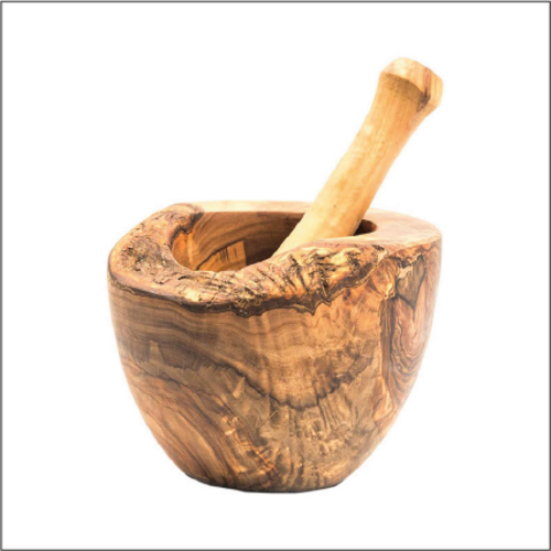 Olive Wood Rustic Mortar and Pestle - Life's Fun Treasures