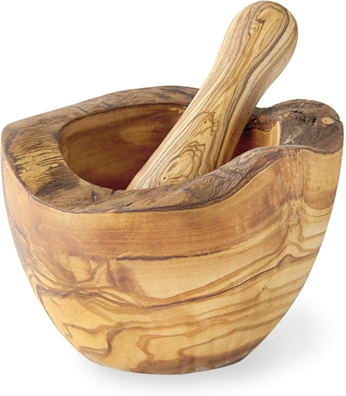 Olive Wood Rustic Mortar and Pestle - Life's Fun Treasures