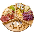 Bamboo Cheese Board and Knife Set - 14 Inch Charcuterie Board - Life's Fun Treasures