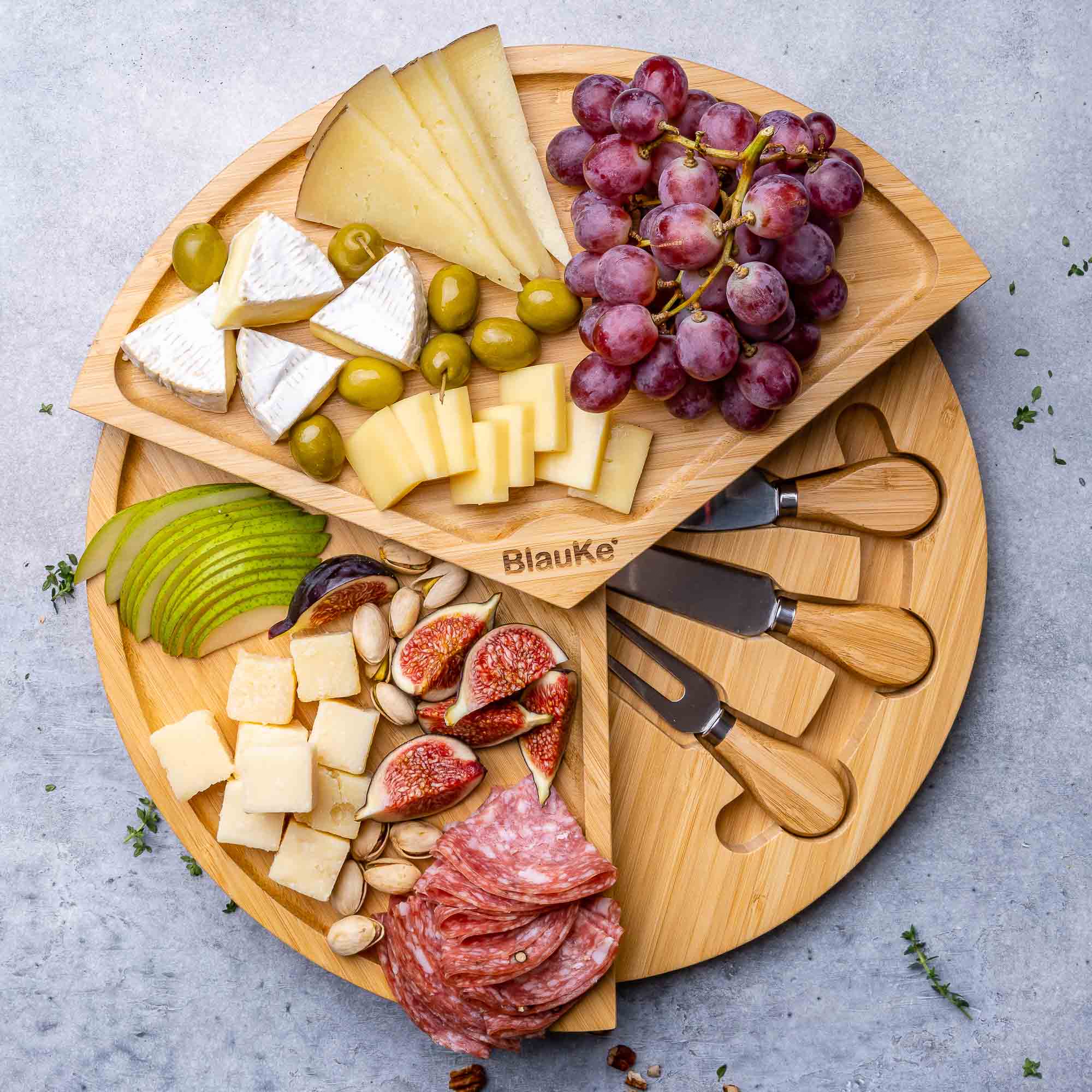 Bamboo Cheese Board and Knife Set - 14 Inch Charcuterie Board - Life's Fun Treasures