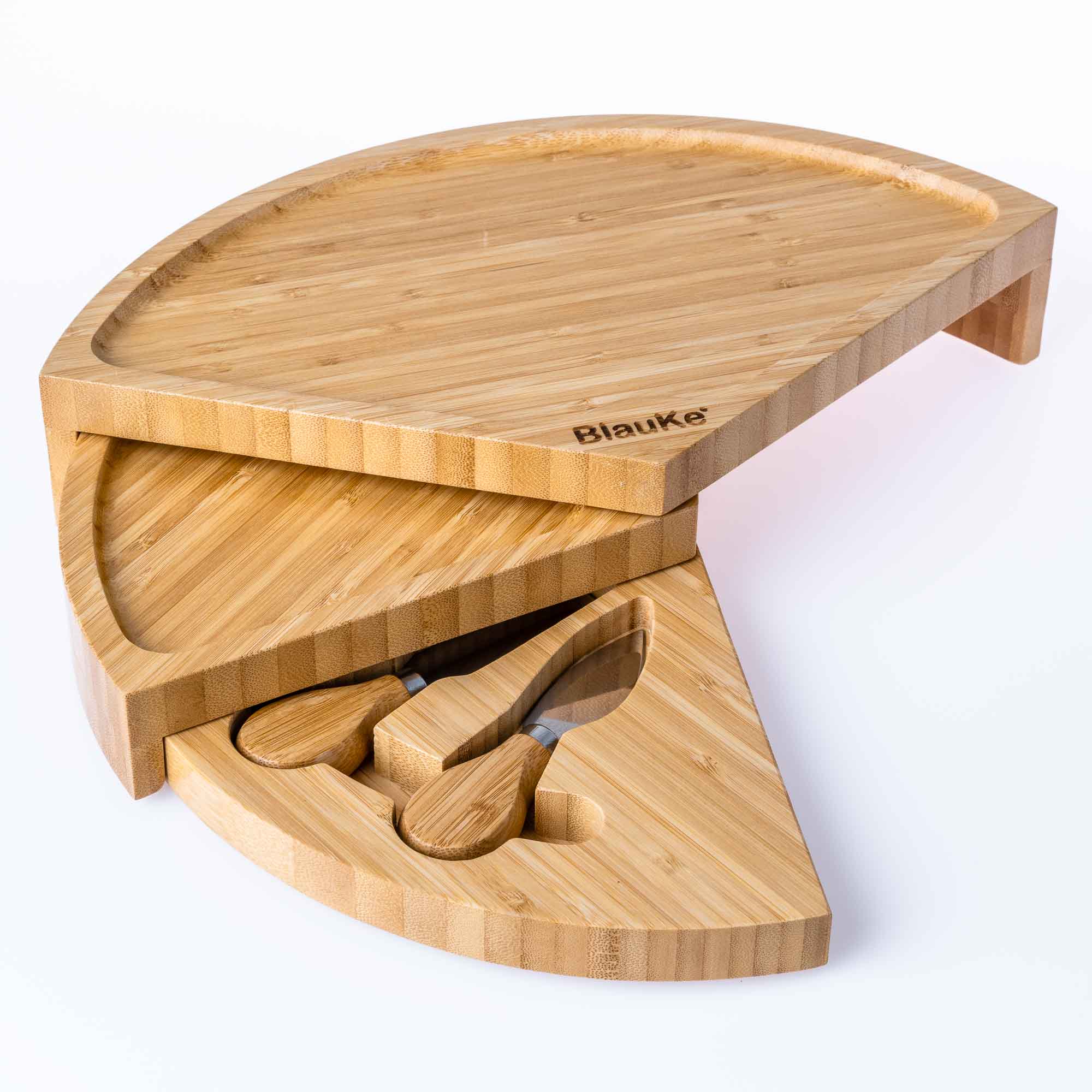 Bamboo Cheese Board and Knife Set - 14 Inch Charcuterie Board - Life's Fun Treasures