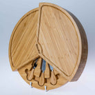 Bamboo Cheese Board and Knife Set - 14 Inch Charcuterie Board - Life's Fun Treasures
