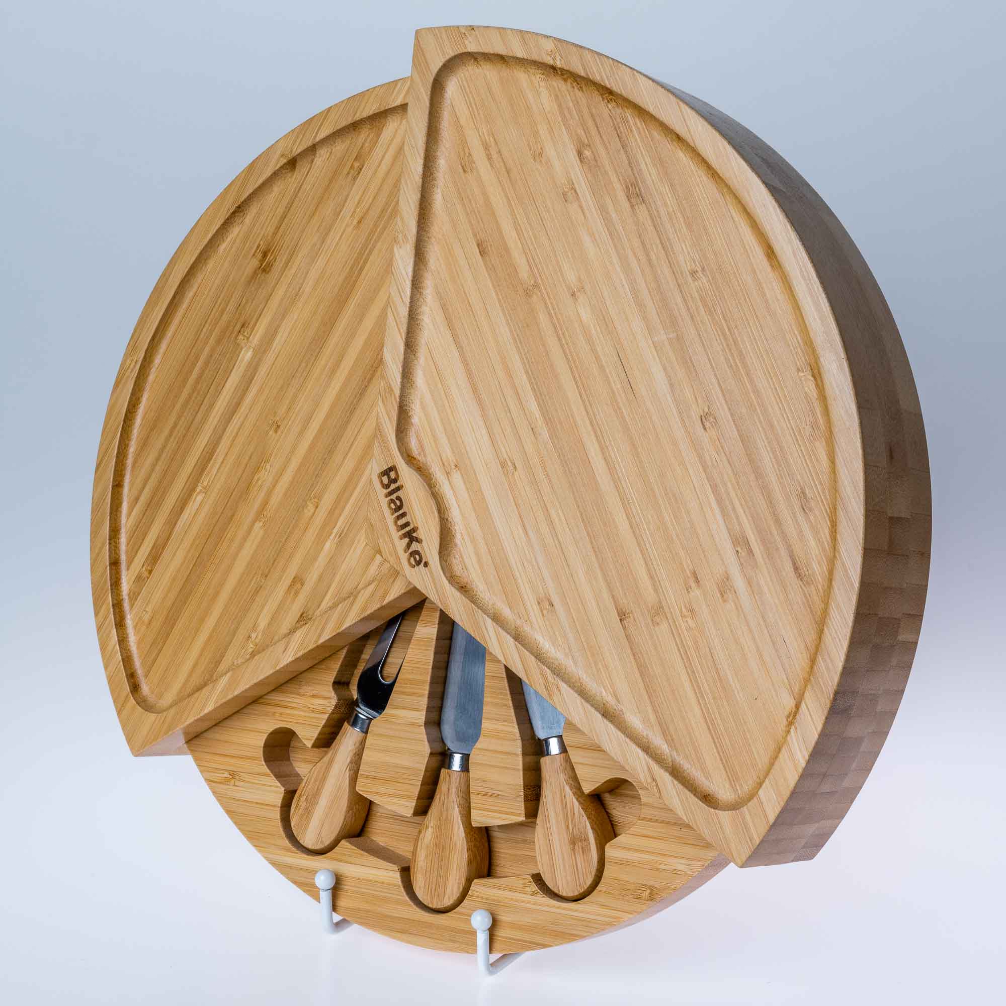 Bamboo Cheese Board and Knife Set - 14 Inch Charcuterie Board - Life's Fun Treasures