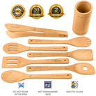 Bamboo Kitchen Utensils Set 8-Pack - Wooden Cooking Utensils - Life's Fun Treasures
