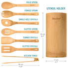 Bamboo Kitchen Utensils Set 8-Pack - Wooden Cooking Utensils - Life's Fun Treasures
