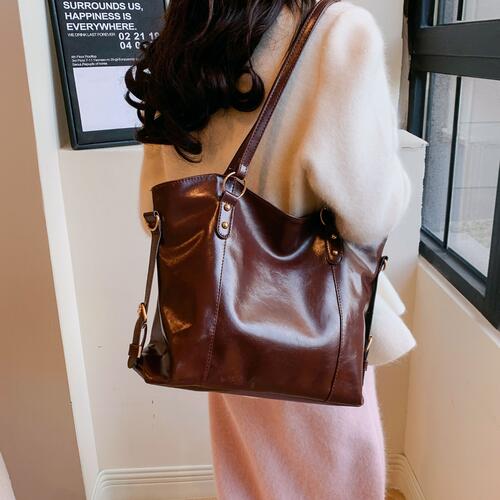 PU Leather Tote Bag - Life's Fun Treasures
