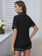 Heart Graphic Contrast Piping Top and Shorts Pajama Set - Life's Fun Treasures