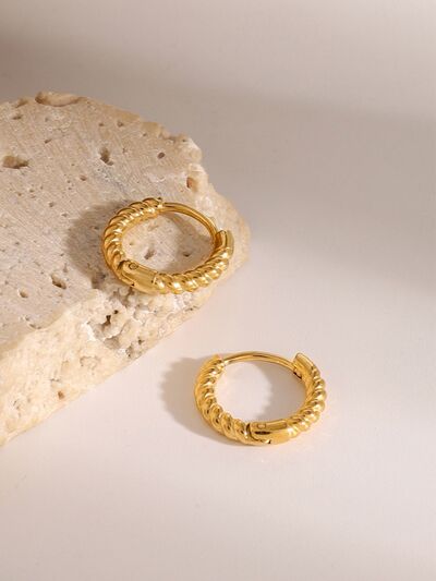 18K Gold-Plated Huggie Earrings in Stainless Steel - Life's Fun Treasures