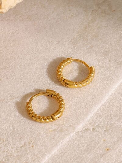 18K Gold-Plated Huggie Earrings in Stainless Steel - Life's Fun Treasures