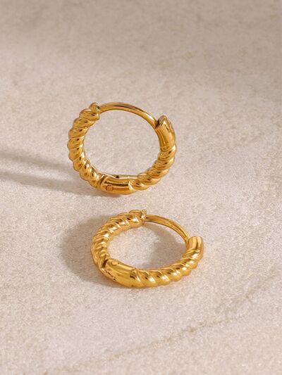 18K Gold-Plated Huggie Earrings in Stainless Steel - Life's Fun Treasures