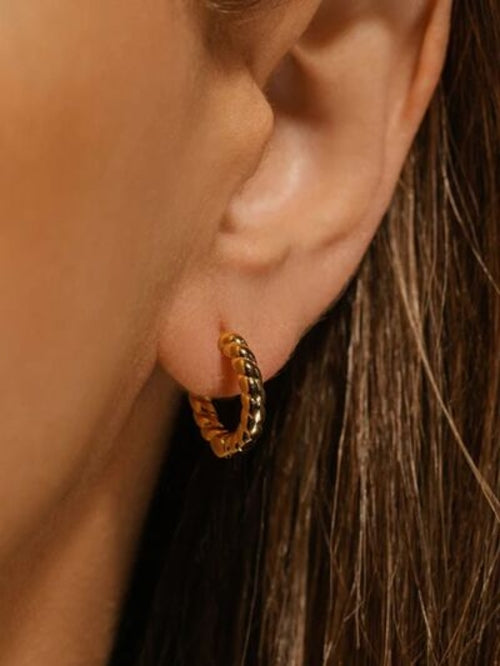 18K Gold-Plated Huggie Earrings in Stainless Steel - Life's Fun Treasures