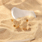 Stainless Steel Inlaid Zircon C-Hoop Earrings - Life's Fun Treasures