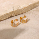 Stainless Steel Inlaid Zircon C-Hoop Earrings - Life's Fun Treasures