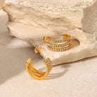 Stainless Steel Inlaid Zircon C-Hoop Earrings - Life's Fun Treasures
