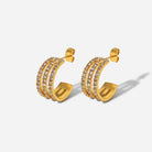 Stainless Steel Inlaid Zircon C-Hoop Earrings - Life's Fun Treasures