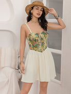 Floral Lace Up Corset Mini Cami Dress - Life's Fun Treasures