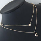 Moon and Heart Two Layer Necklace - Life's Fun Treasures