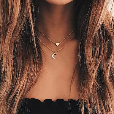 Moon and Heart Two Layer Necklace - Life's Fun Treasures