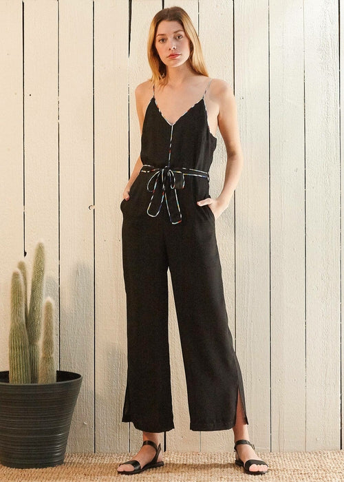 Women's Multi-color Binding Jumpsuit in Black - Life's Fun Treasures