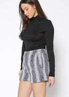 Women's Brushed Wool Shorts In Black Ivory - Life's Fun Treasures