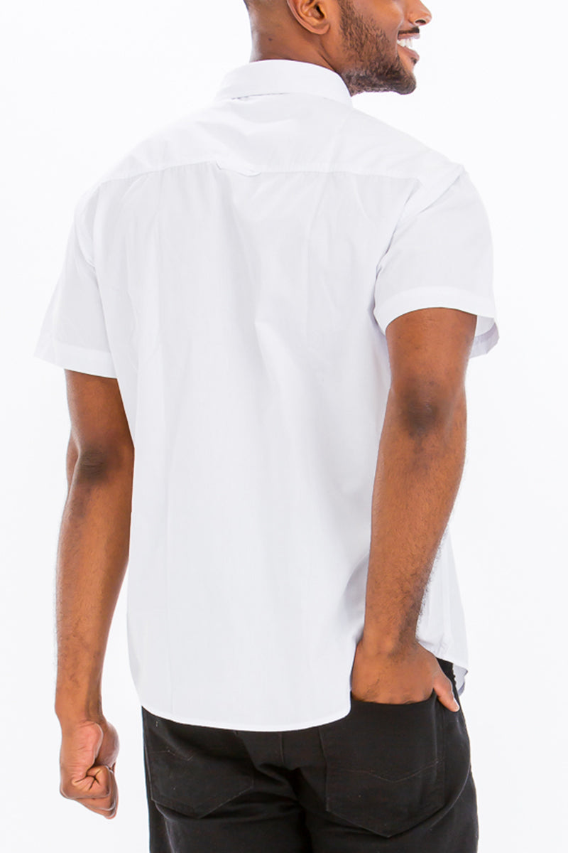 TWO POCKET BUTTON DOWN SHIRT (WHITE) - Life's Fun Treasures