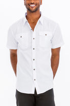 TWO POCKET BUTTON DOWN SHIRT (WHITE) - Life's Fun Treasures