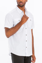 TWO POCKET BUTTON DOWN SHIRT (WHITE) - Life's Fun Treasures