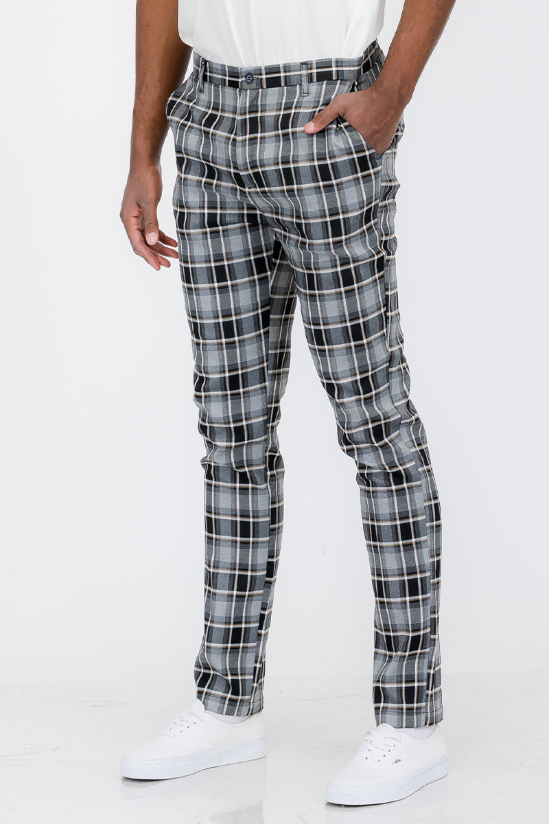 Plaid Slim Fit Trouser Pants - Life's Fun Treasures