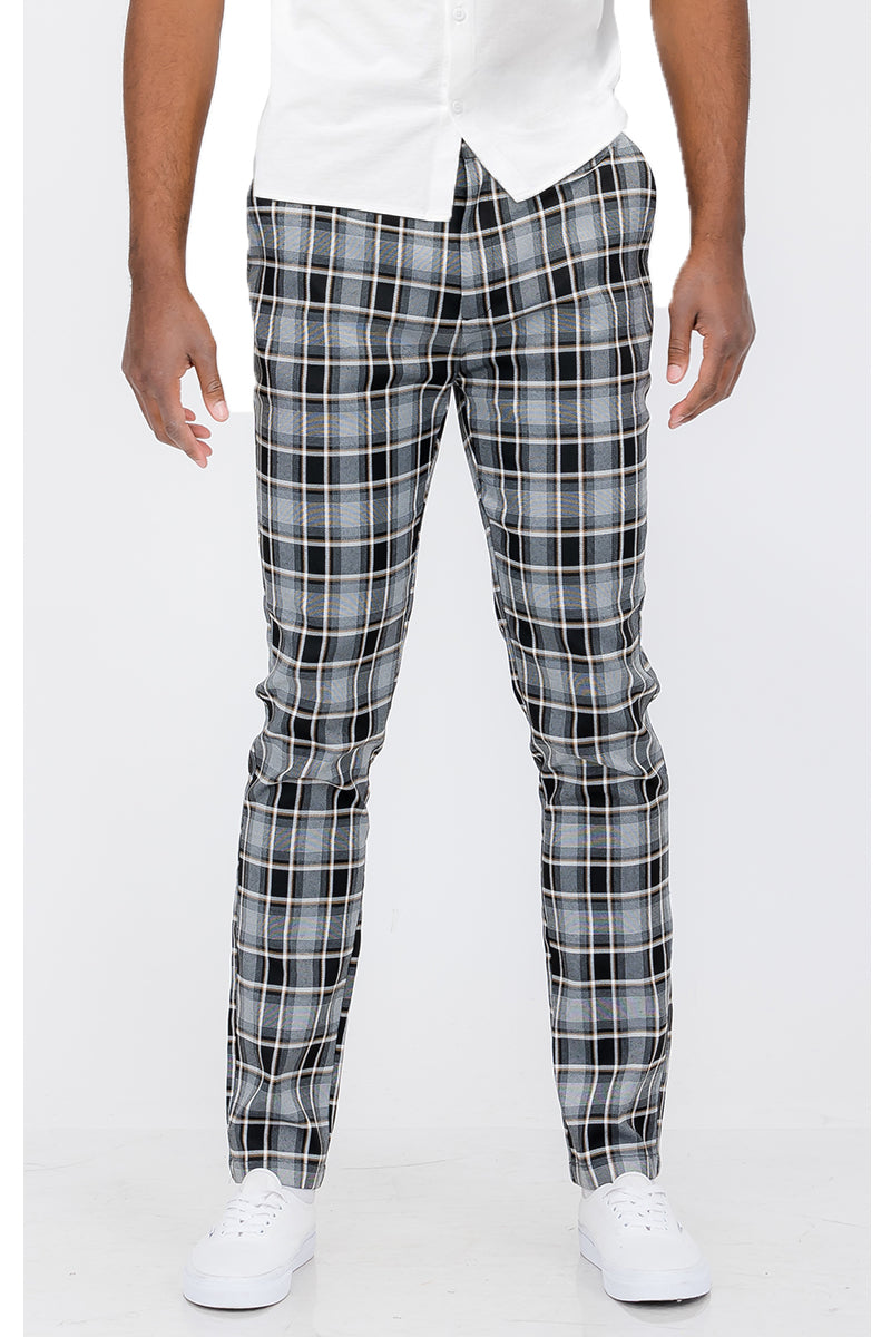 Plaid Slim Fit Trouser Pants - Life's Fun Treasures