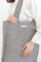 Striped Dark Grey linen weekender bag - Life's Fun Treasures
