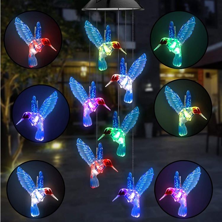 Outdoor Solar Wind Chime Lamp Hummingbird Butterfly Ball - Life's Fun Treasures