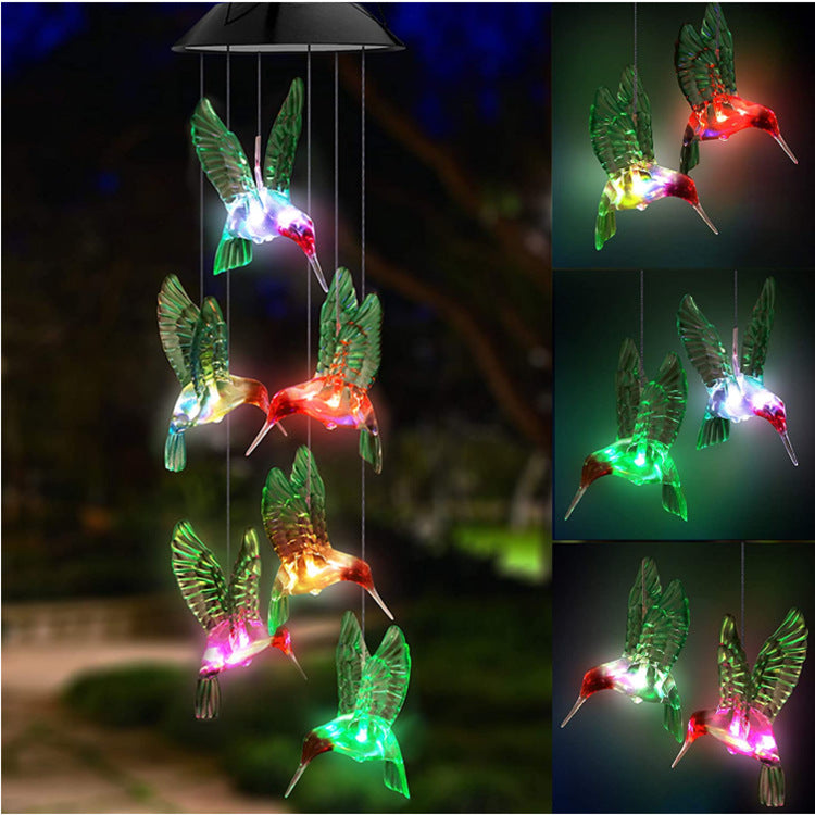 Outdoor Solar Wind Chime Lamp Hummingbird Butterfly Ball - Life's Fun Treasures