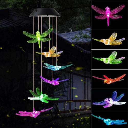 Outdoor Solar Wind Chime Lamp Hummingbird Butterfly Ball - Life's Fun Treasures