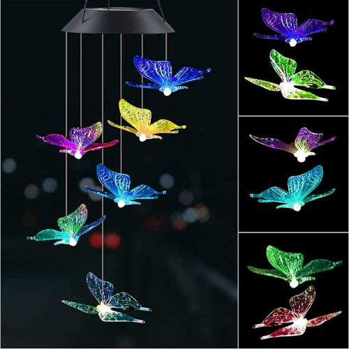 Outdoor Solar Wind Chime Lamp Hummingbird Butterfly Ball - Life's Fun Treasures