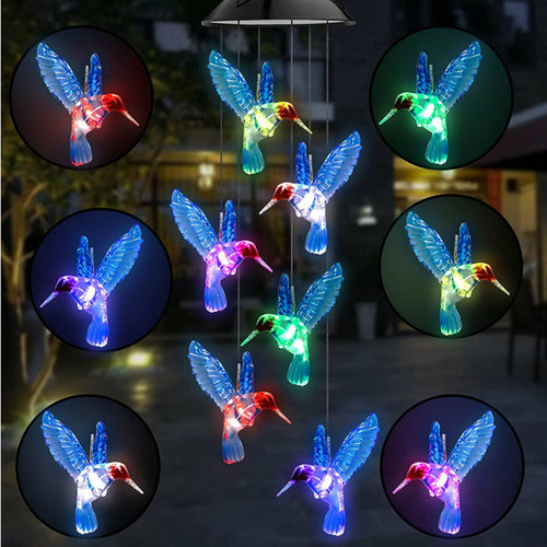 Outdoor Solar Wind Chime Lamp Hummingbird Butterfly Ball - Life's Fun Treasures