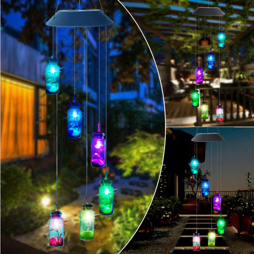 Outdoor Solar Wind Chime Lamp Hummingbird Butterfly Ball - Life's Fun Treasures