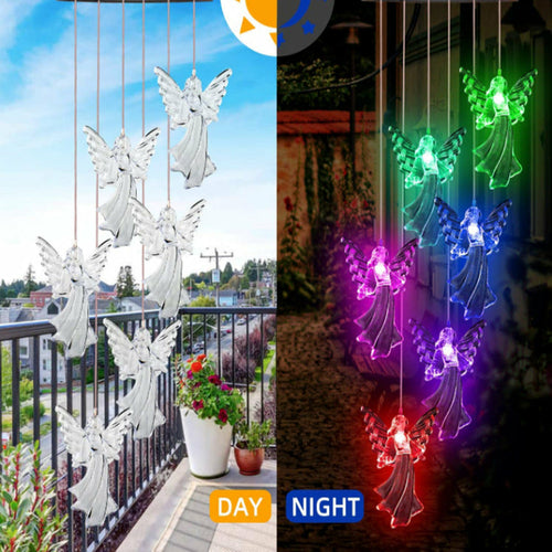 Outdoor Solar Wind Chime Lamp Hummingbird Butterfly Ball - Life's Fun Treasures
