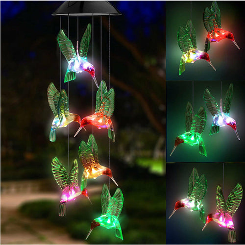 Outdoor Solar Wind Chime Lamp Hummingbird Butterfly Ball - Life's Fun Treasures