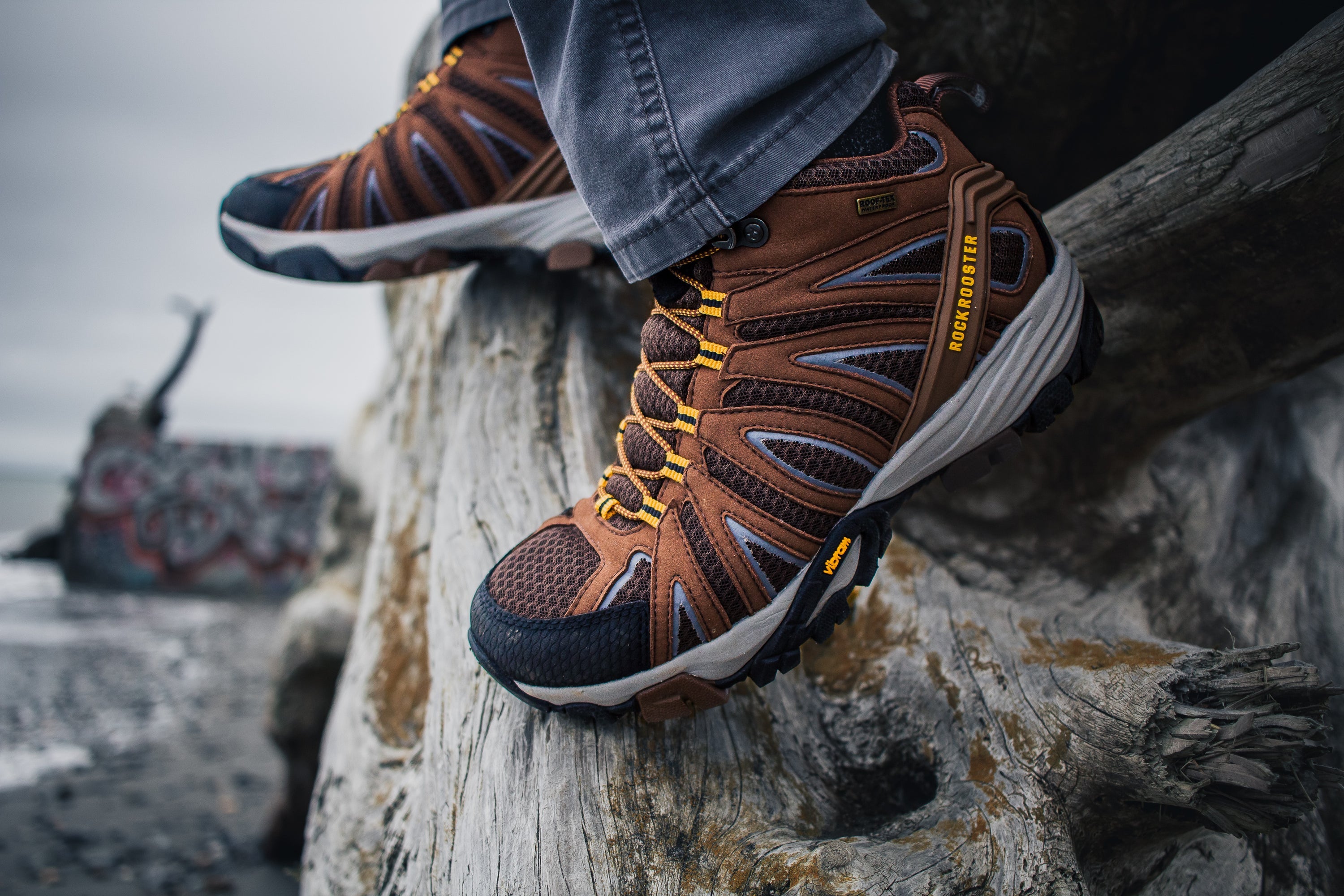 ROCKROOSTER Bedrock Brown 6 Inch Waterproof Hiking Boots with VIBRAM® - Life's Fun Treasures