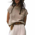 Women's Knitted Sleeveless Pocket Casual Rib Pullover Vest - Life's Fun Treasures