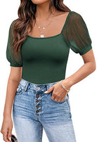 Fashionable See-through Slim Patchwork Short Sleeve - Life's Fun Treasures